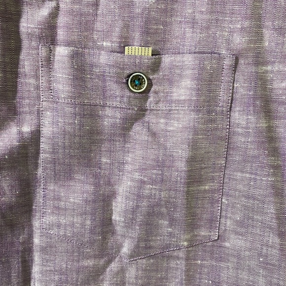 Ted Baker mens 2XL XXL 6 purple solid linen cotton blend button up shirt EUC - Picture 3 of 5